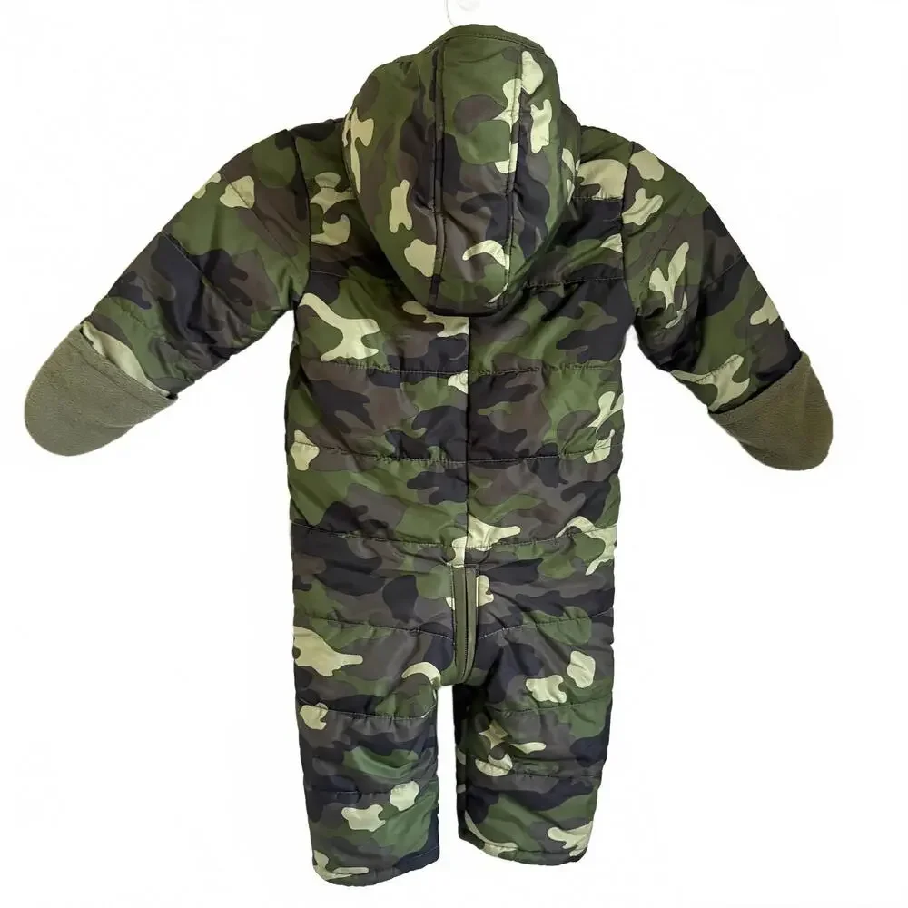 Old Navy | Toddler Snowsuit Green Black Camo Fold‎ Over Cuffs Hood Size 18-24mo